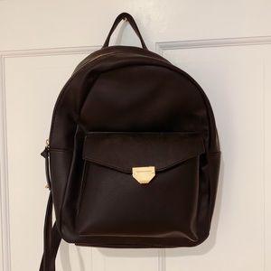 Black leather backpack